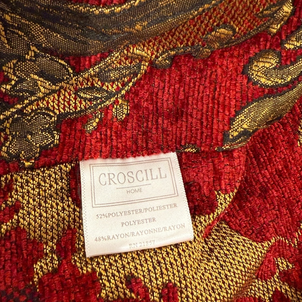 Croscill Imperial Empress Brocade Red Gold Valance tassels 40”X31” Ascot New - Picture 3 of 6